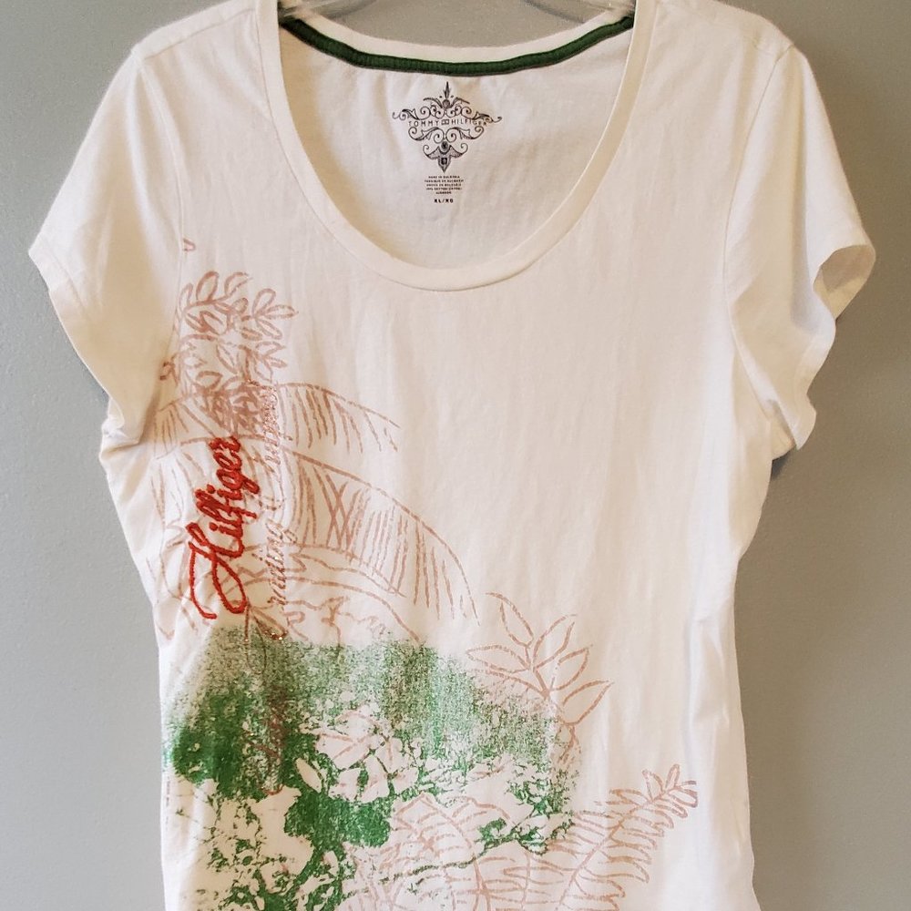 Tommy Hilfiger Cream with Green Leaf Design